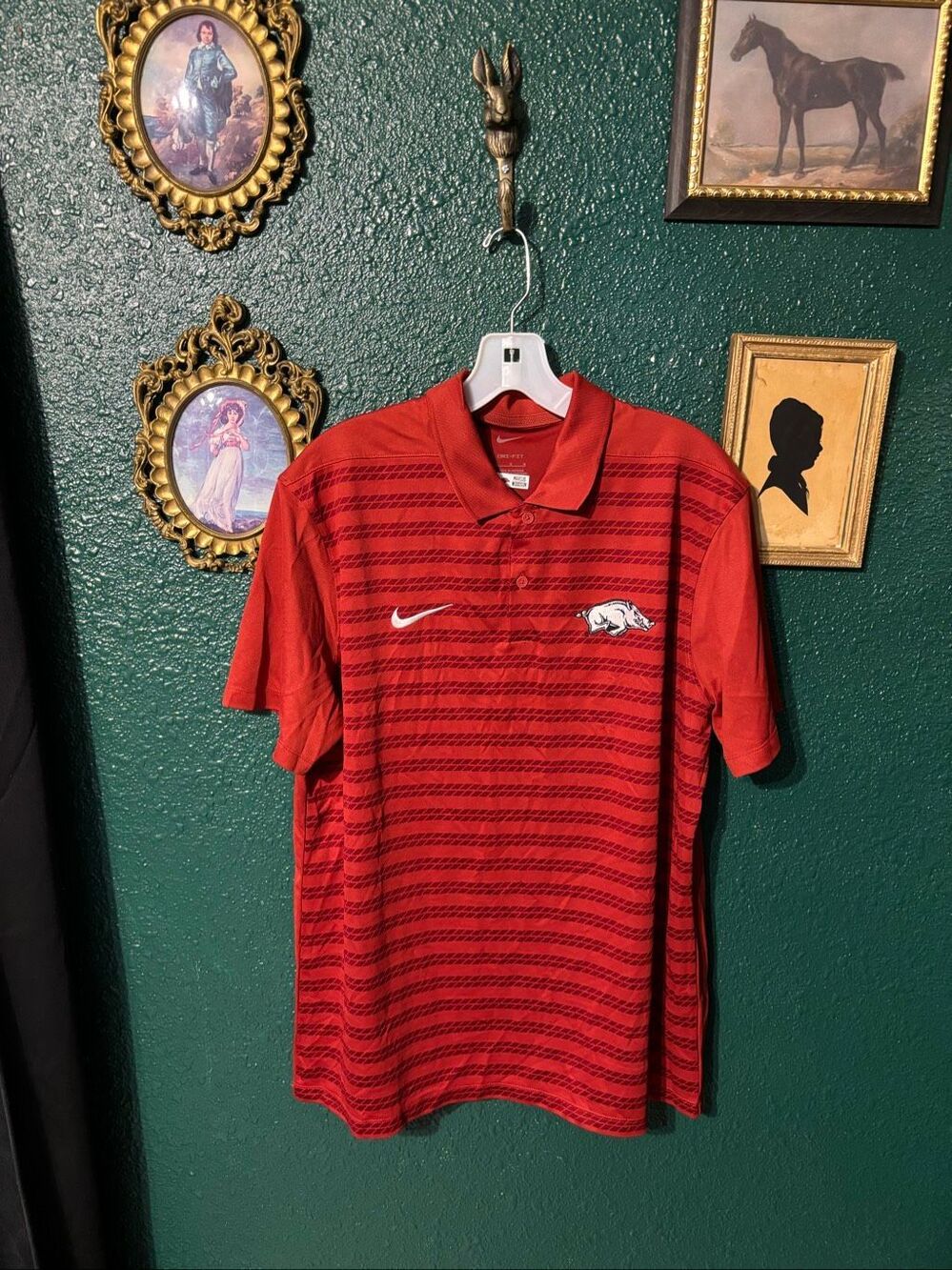 Mens Red University Of Arkansas Nike Polo Size Large